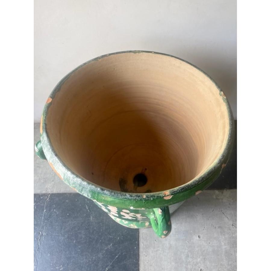Large Antique Castellaines Green Pot For Sale 1