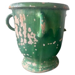 Large Antique Castellaines Green Pot