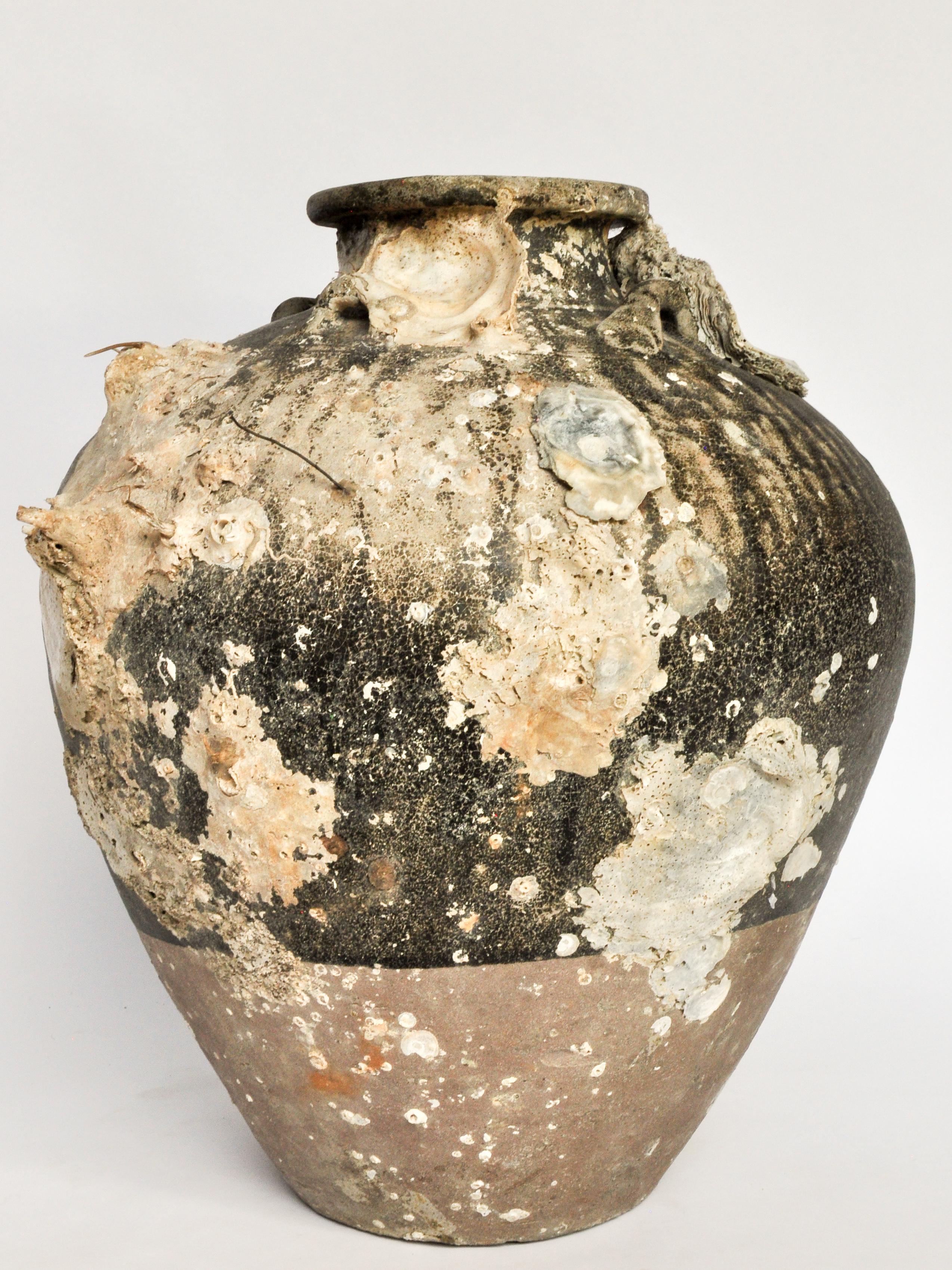 Large Antique Ceramic Jar with Encrustations Thailand 14th-15th Century 5