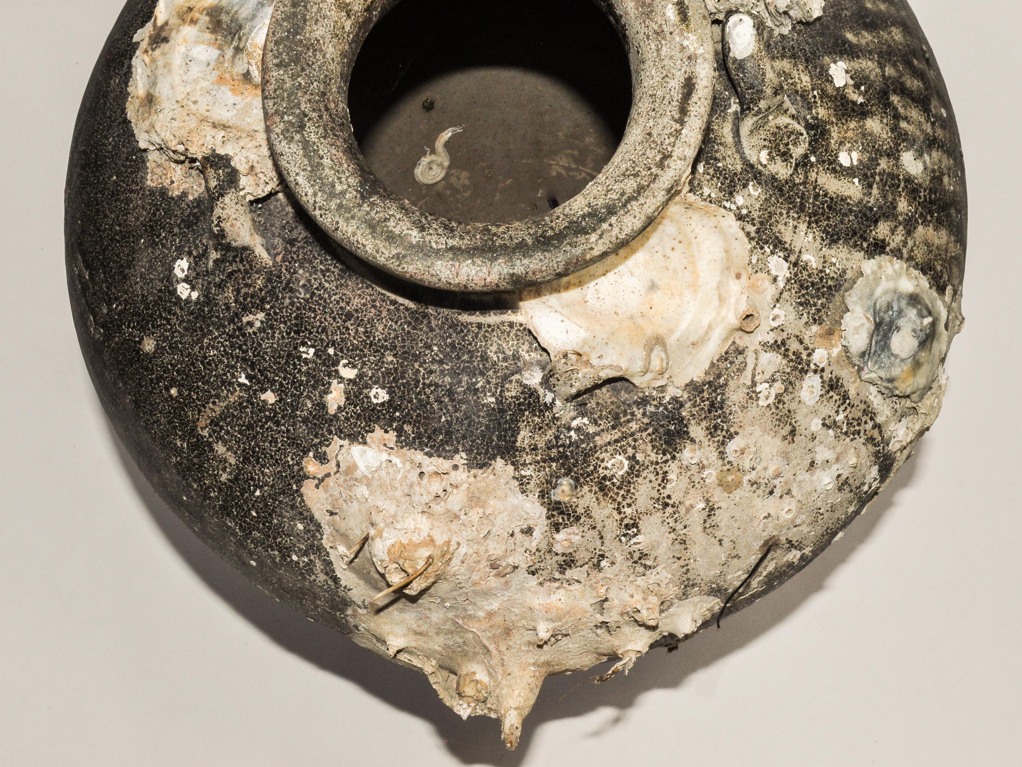Large Antique Ceramic Jar with Encrustations Thailand 14th-15th Century 3
