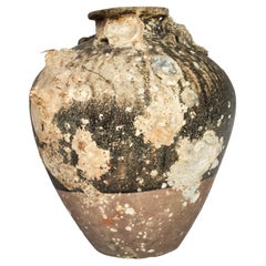 Large Antique Ceramic Jar with Encrustations Thailand 14th-15th Century