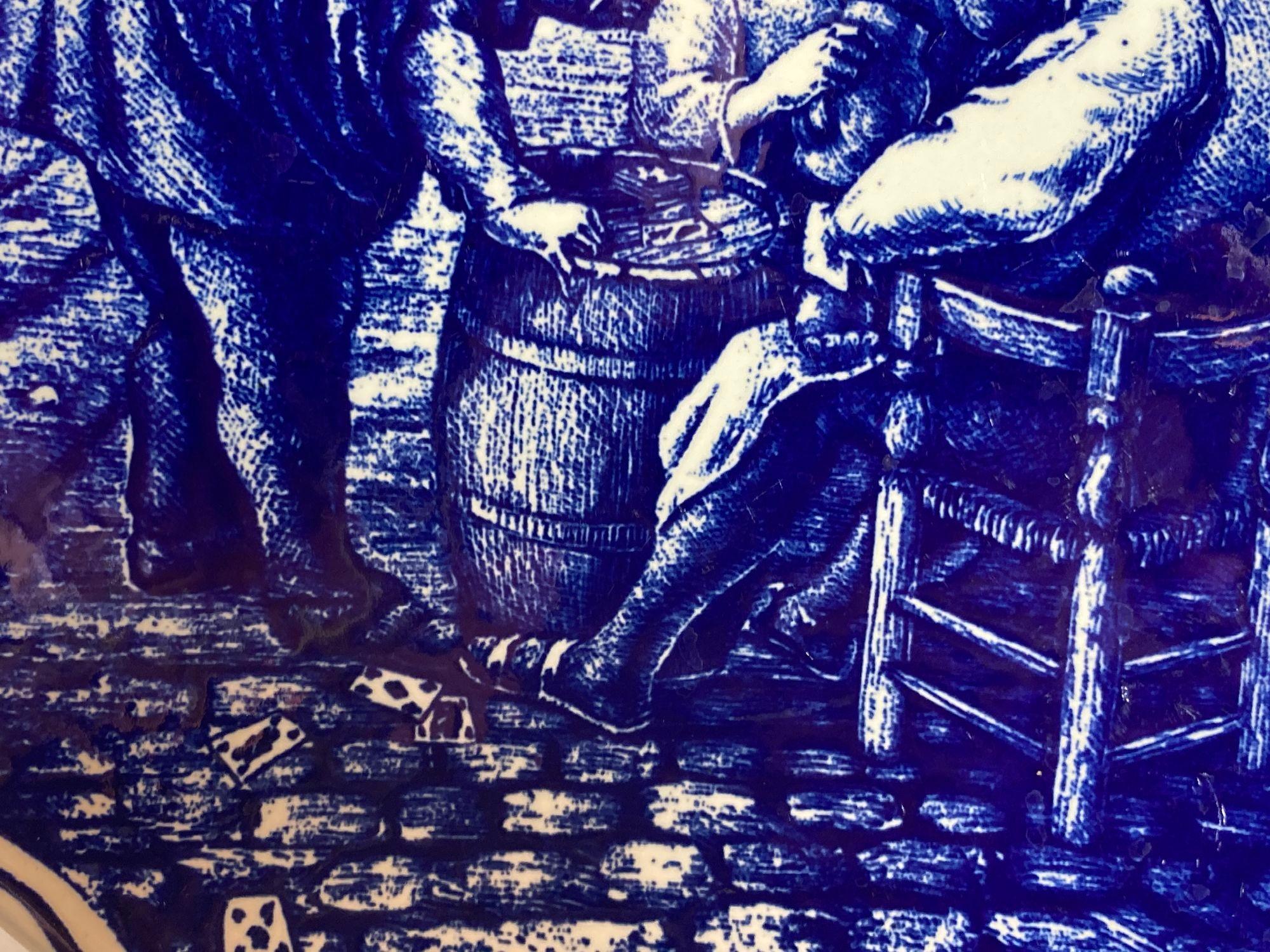 Grand chargeur hollandais de Delft bleu et blanc des années 1940 en vente 4