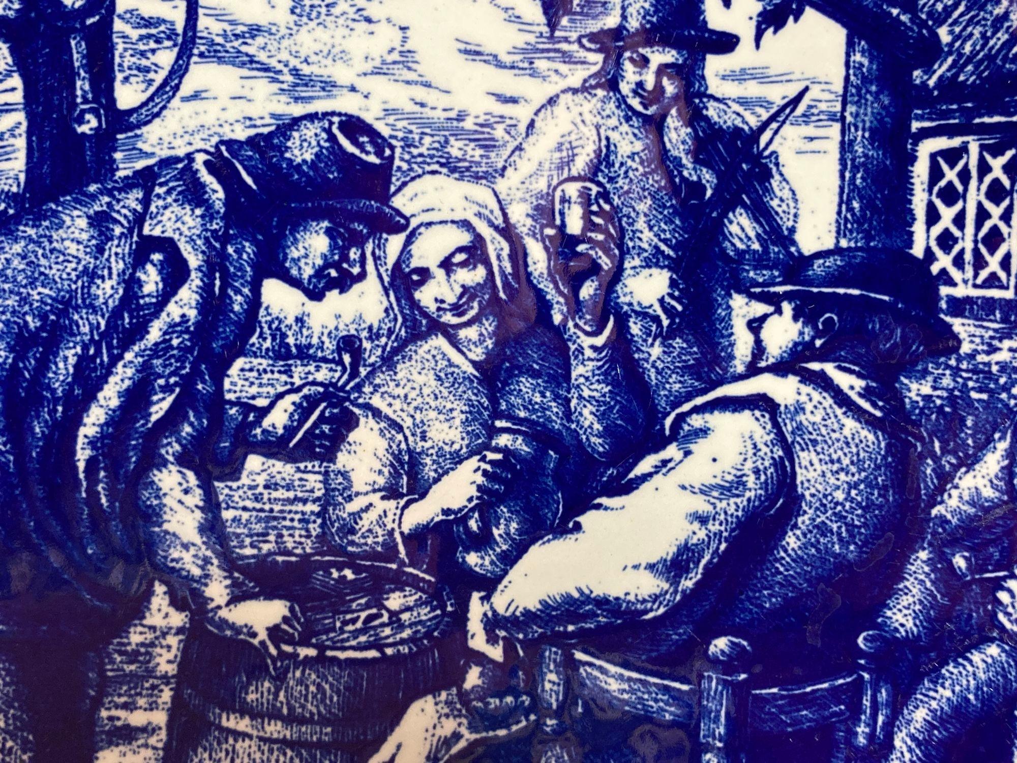 Grand chargeur hollandais de Delft bleu et blanc des années 1940 en vente 6