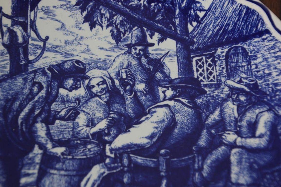 Artisanat Grand chargeur hollandais de Delft bleu et blanc des années 1940 en vente