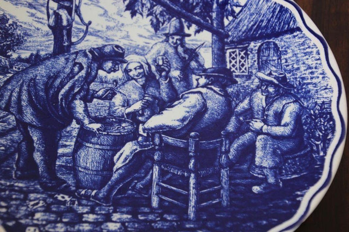 Fait main Grand chargeur hollandais de Delft bleu et blanc des années 1940 en vente