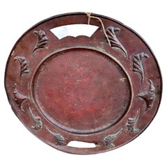 Large Antique  ARTS and CRAFTS  hammered copper Charger Stickley era.