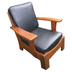 Grande chaise longue/à accoudoir ancienne Charles Limbert - W4982
