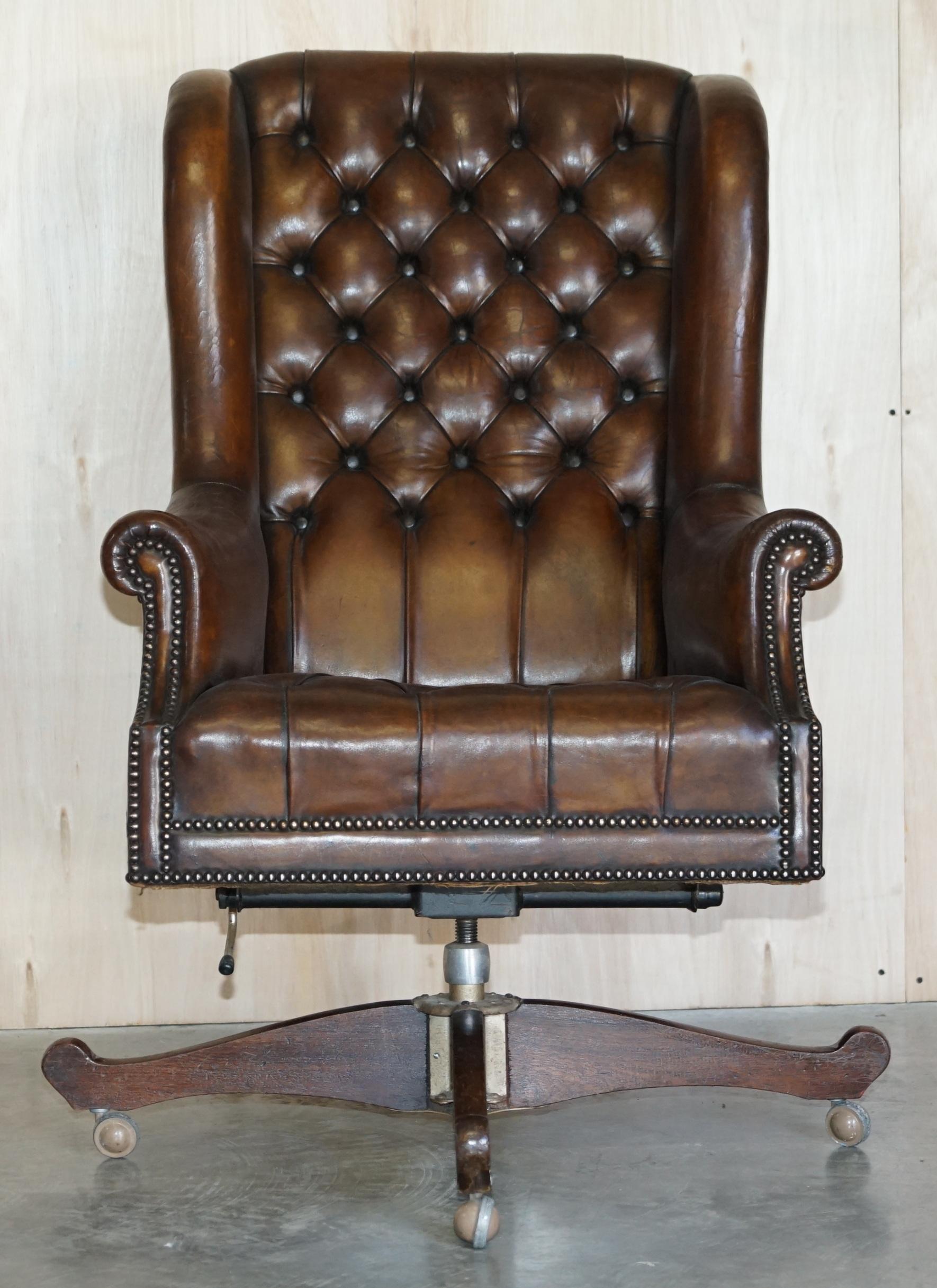 chesterfield leather swivel chair