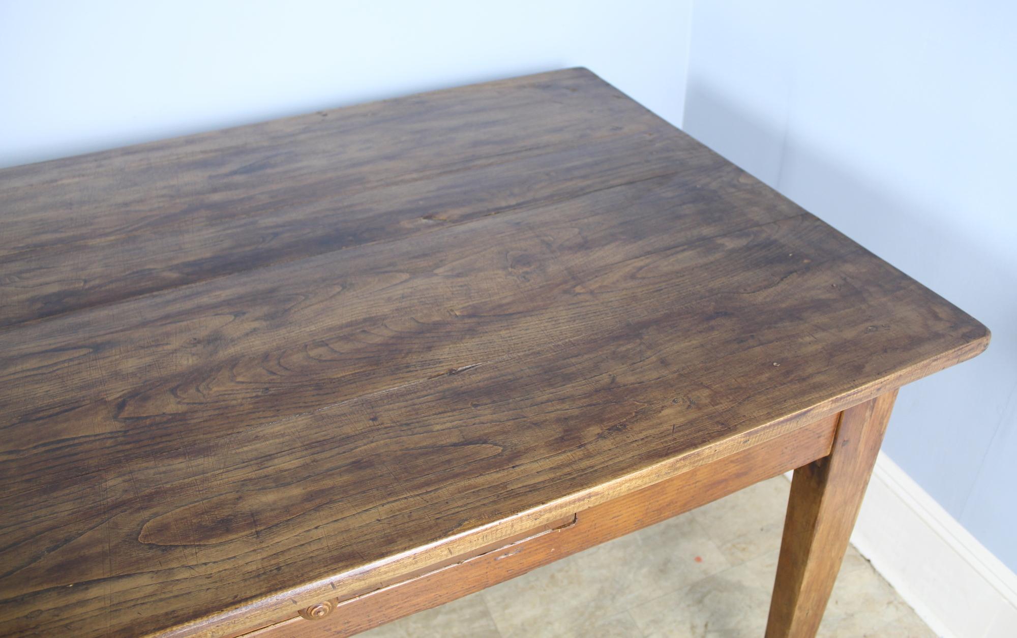 Large Antique Chestnut Farm Table, Two Drawers 2