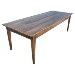 Large Antique Chestnut Farm Table, Two Drawers