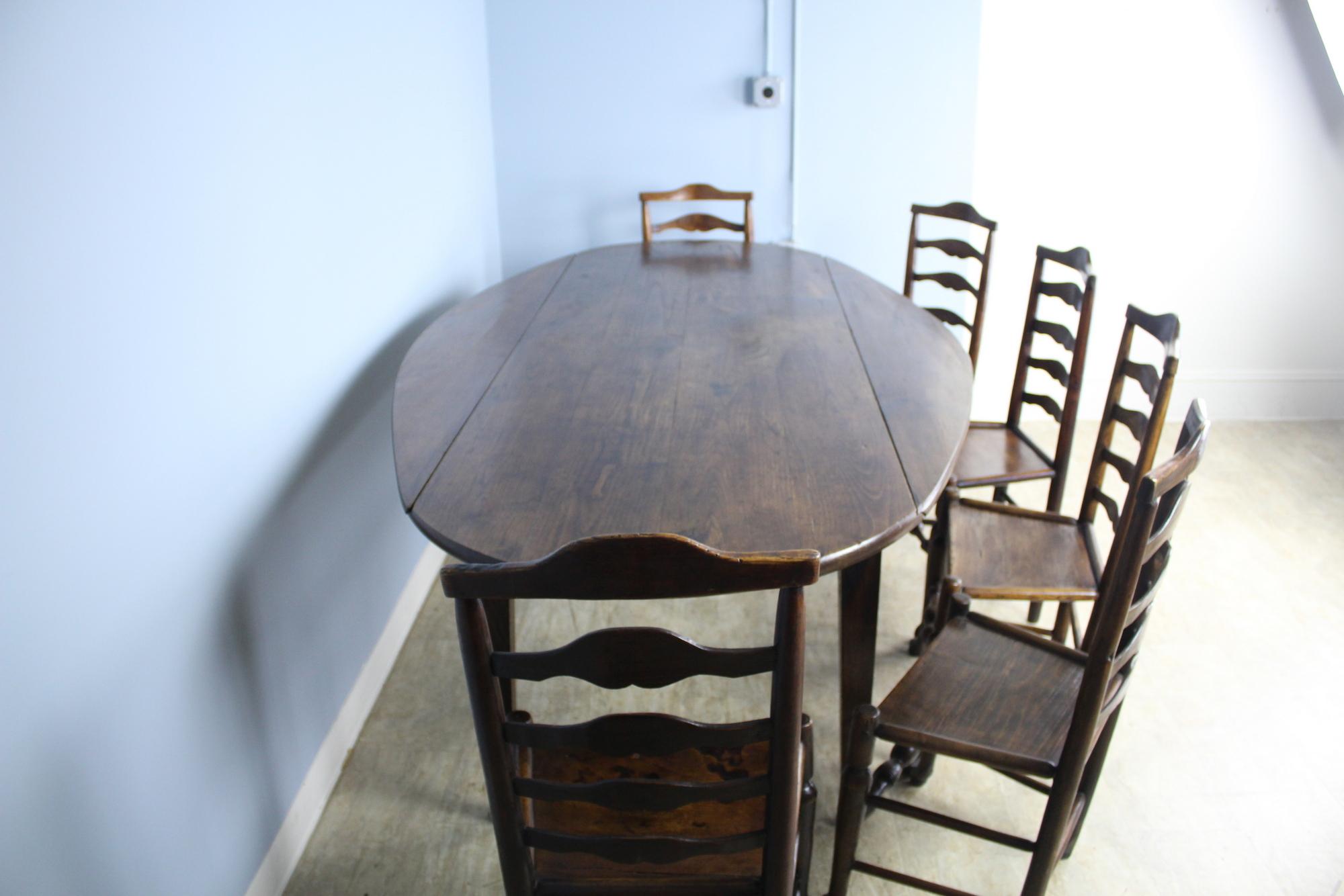 Large Antique Chestnut Oval Drop-Leaf Dining Table 4