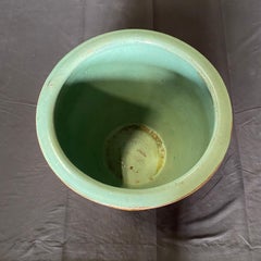 Grande fioriera cinese antica in ceramica nera a forma di uovo