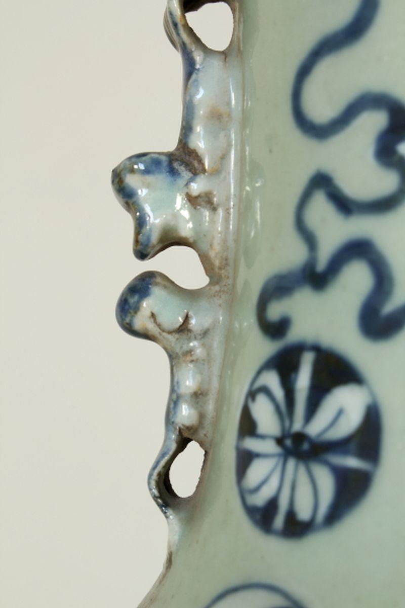 Glazed Large Antique Chinese Blue and White Vase, 19th Century For Sale