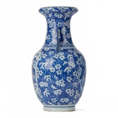Large Antique Chinese Blue and White Baluster Vase, 19th Century