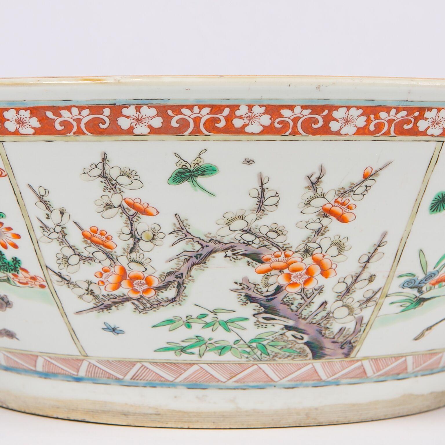 20th Century Large Antique Chinese Bowl Decorated in Famille Verte Enamels, Circa 1900