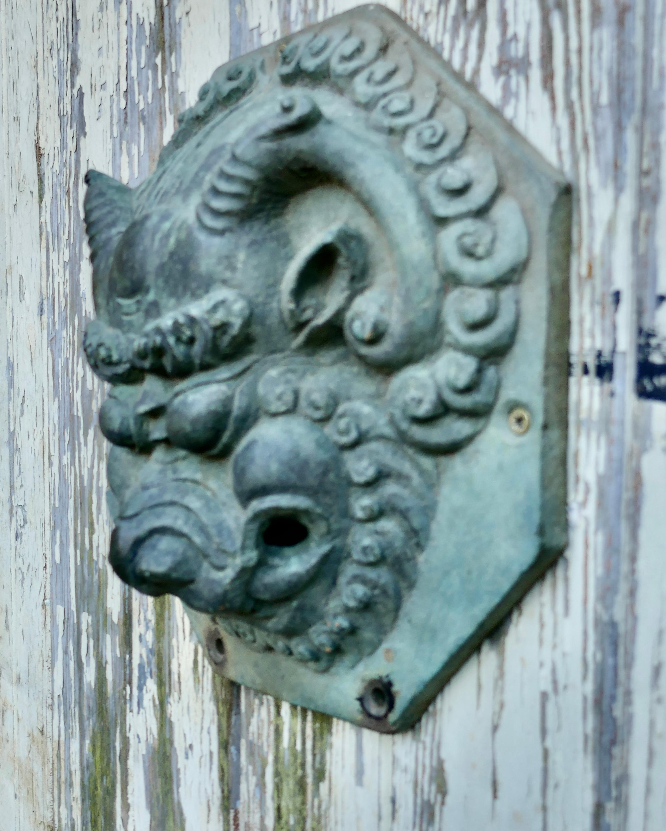 Large Antique Chinese Bronze Foo Dog Foo Lion Door Plates     For Sale 5