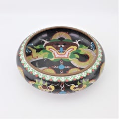 Large Antique Chinese Cloisonnae Imperial Dragon Decorated Bowl