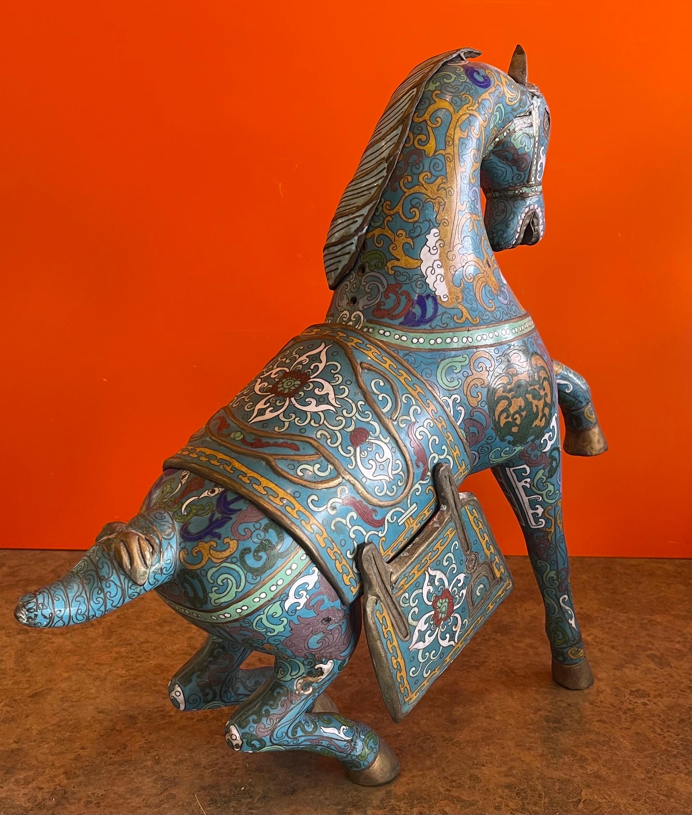 Large Antique Chinese Cloisonné War Horse Sculpture 3