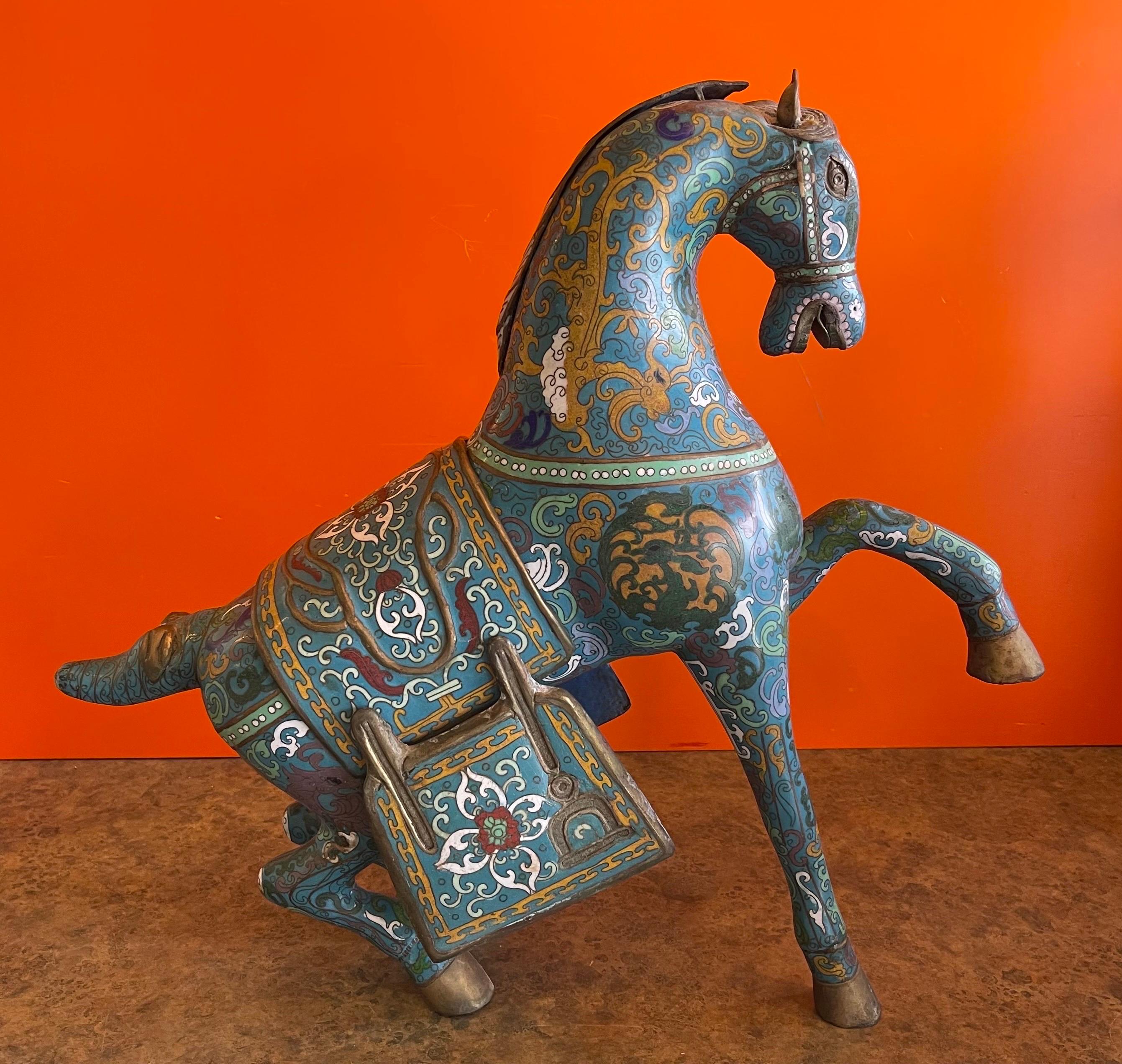 Large Antique Chinese Cloisonné War Horse Sculpture 4