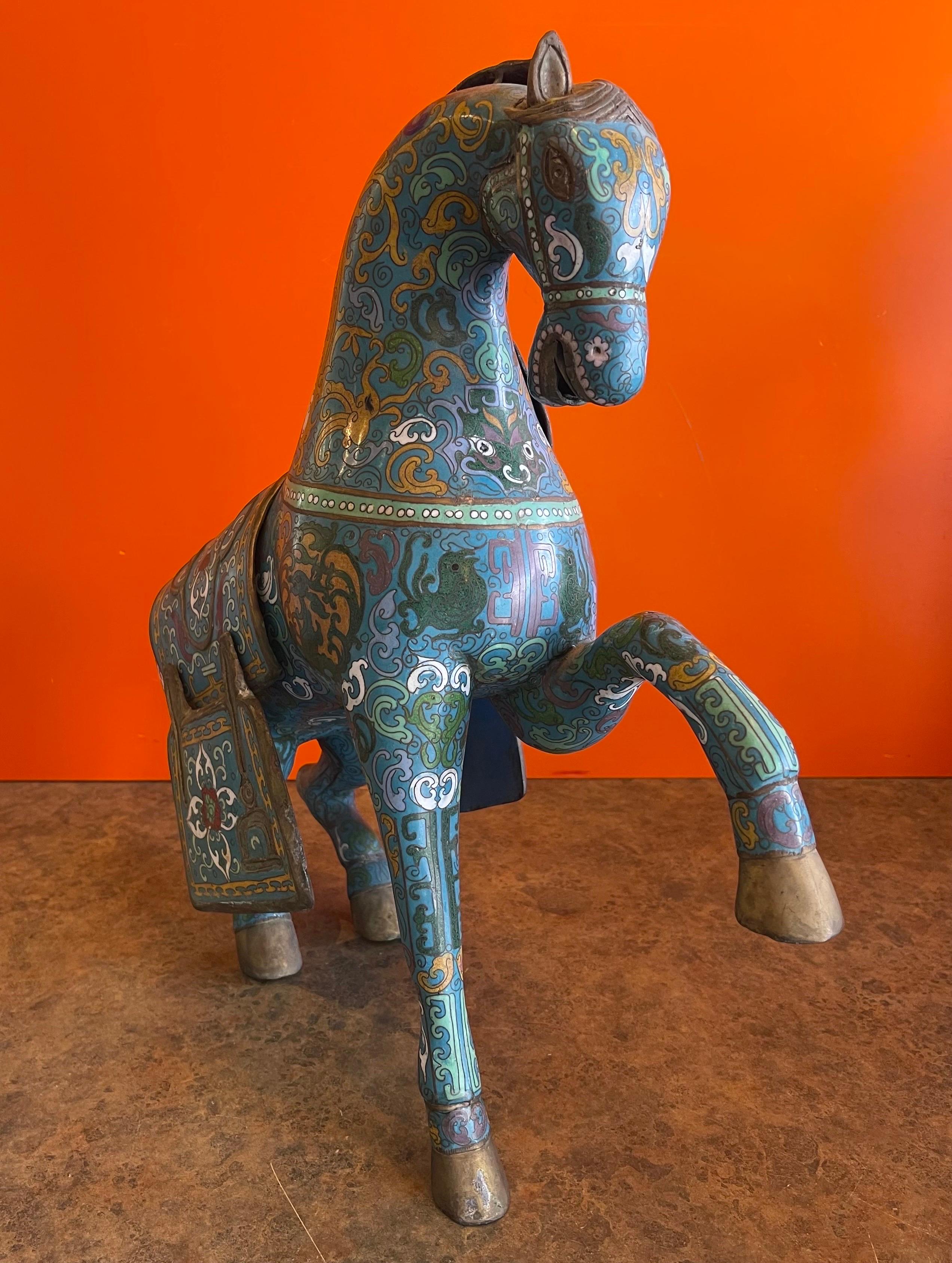 Large Antique Chinese Cloisonné War Horse Sculpture 5
