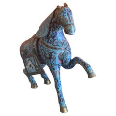 Large Antique Chinese Cloisonné War Horse Sculpture