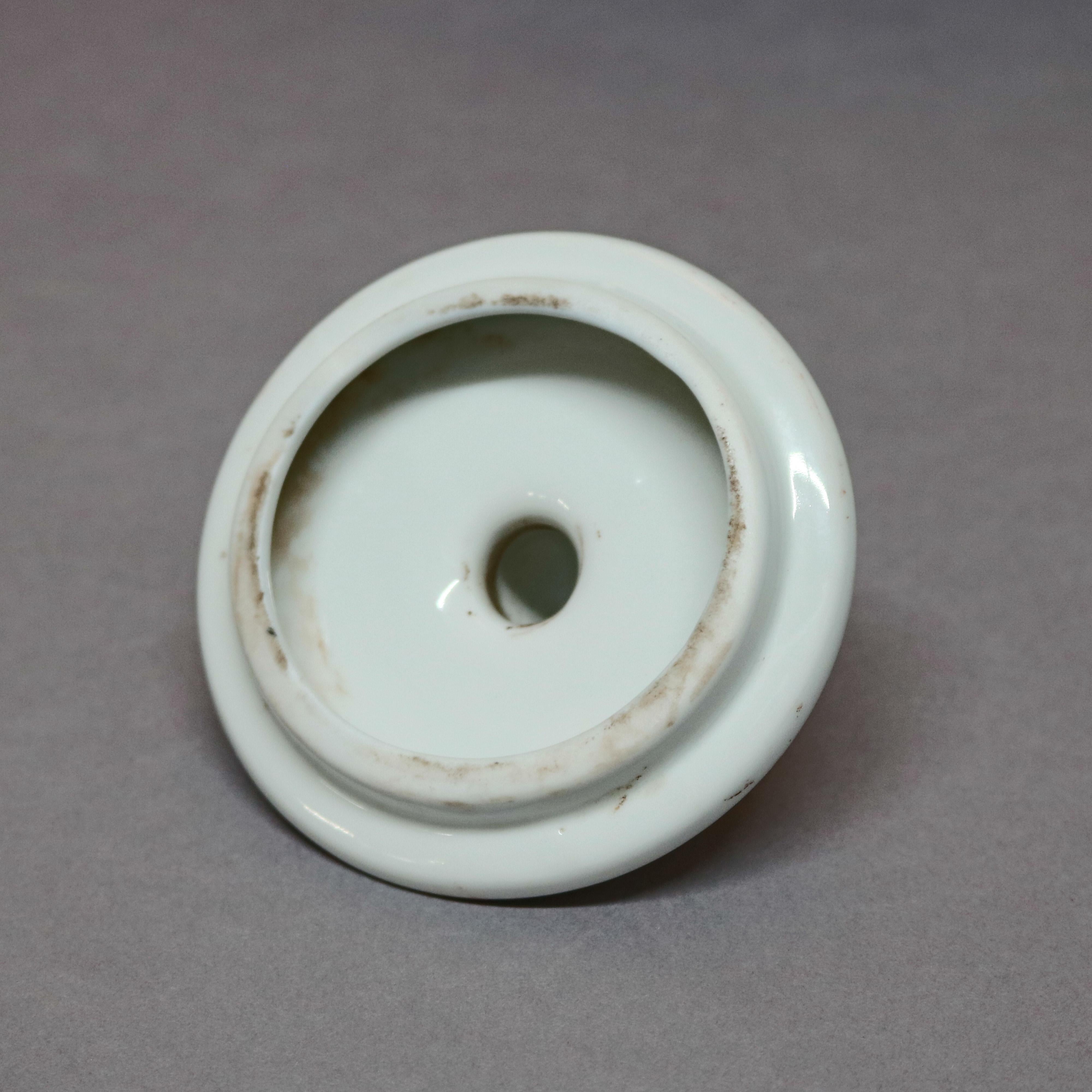 Antique Chinese Enameled Porcelain Polychrome Foliate & Dragon Urns, circa 1920 5