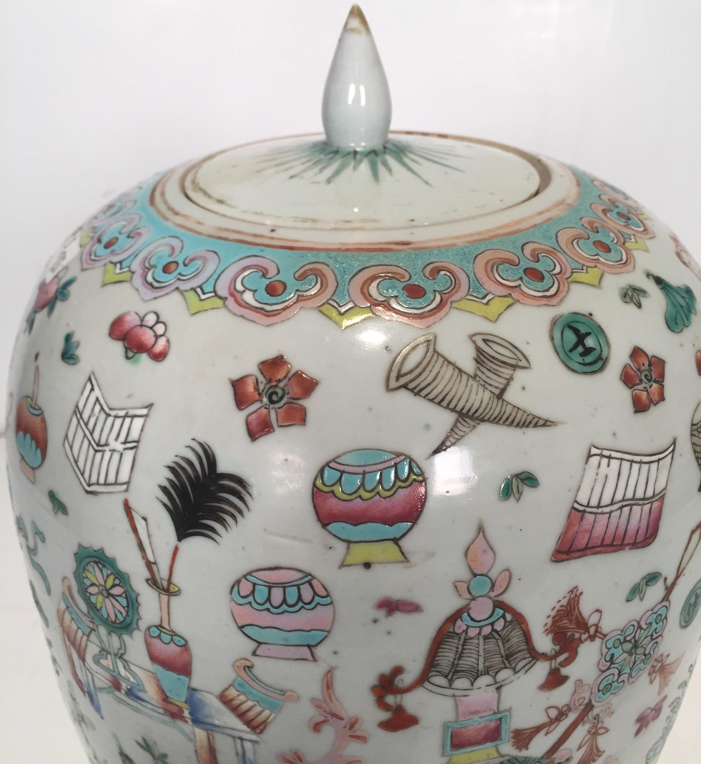 Large Antique Chinese Export Porcelain Ginger Jar In Excellent Condition In Lambertville, NJ