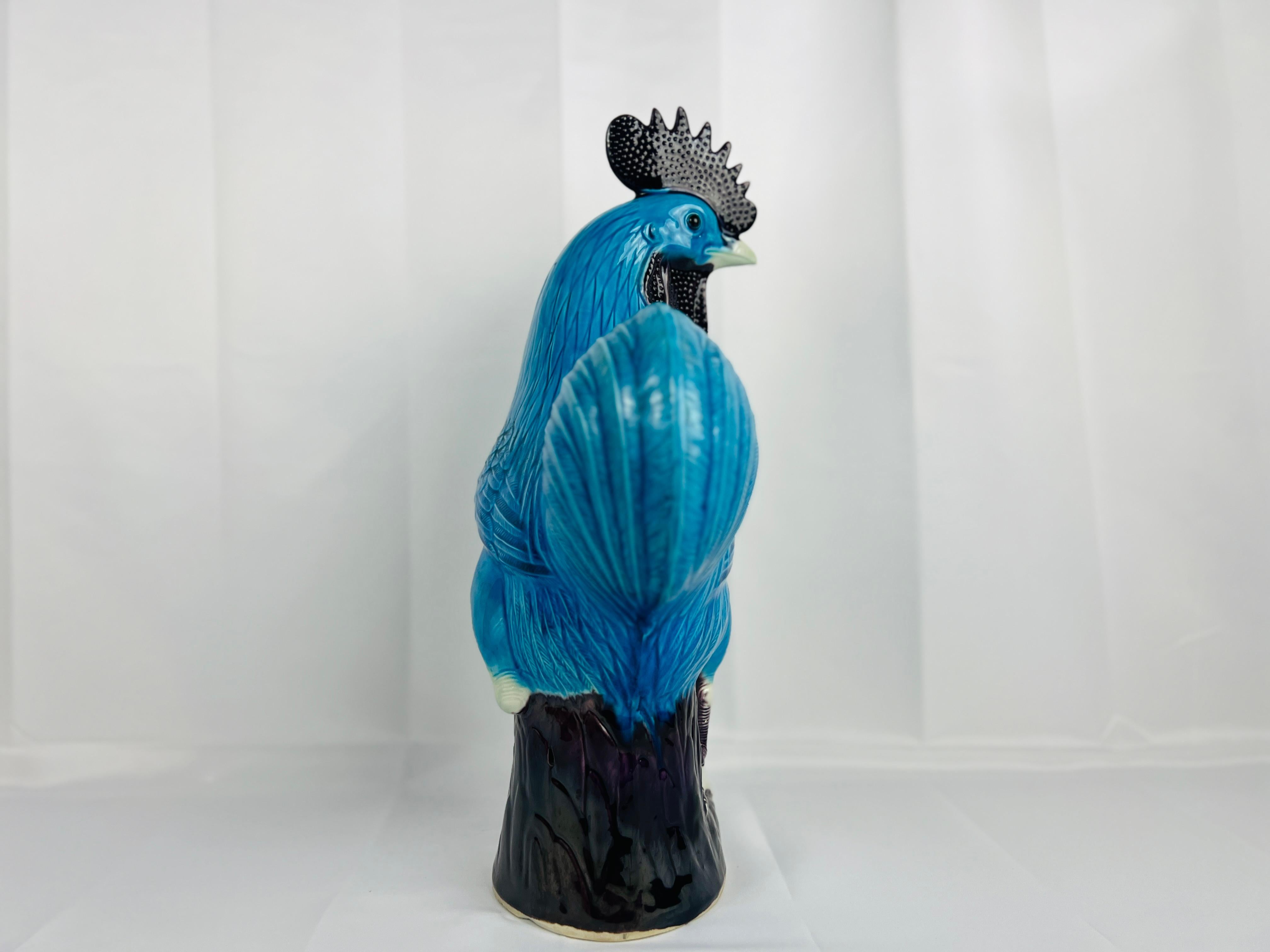 20th Century Large Antique Chinese Export Turquoise Glazed Rooster For Sale