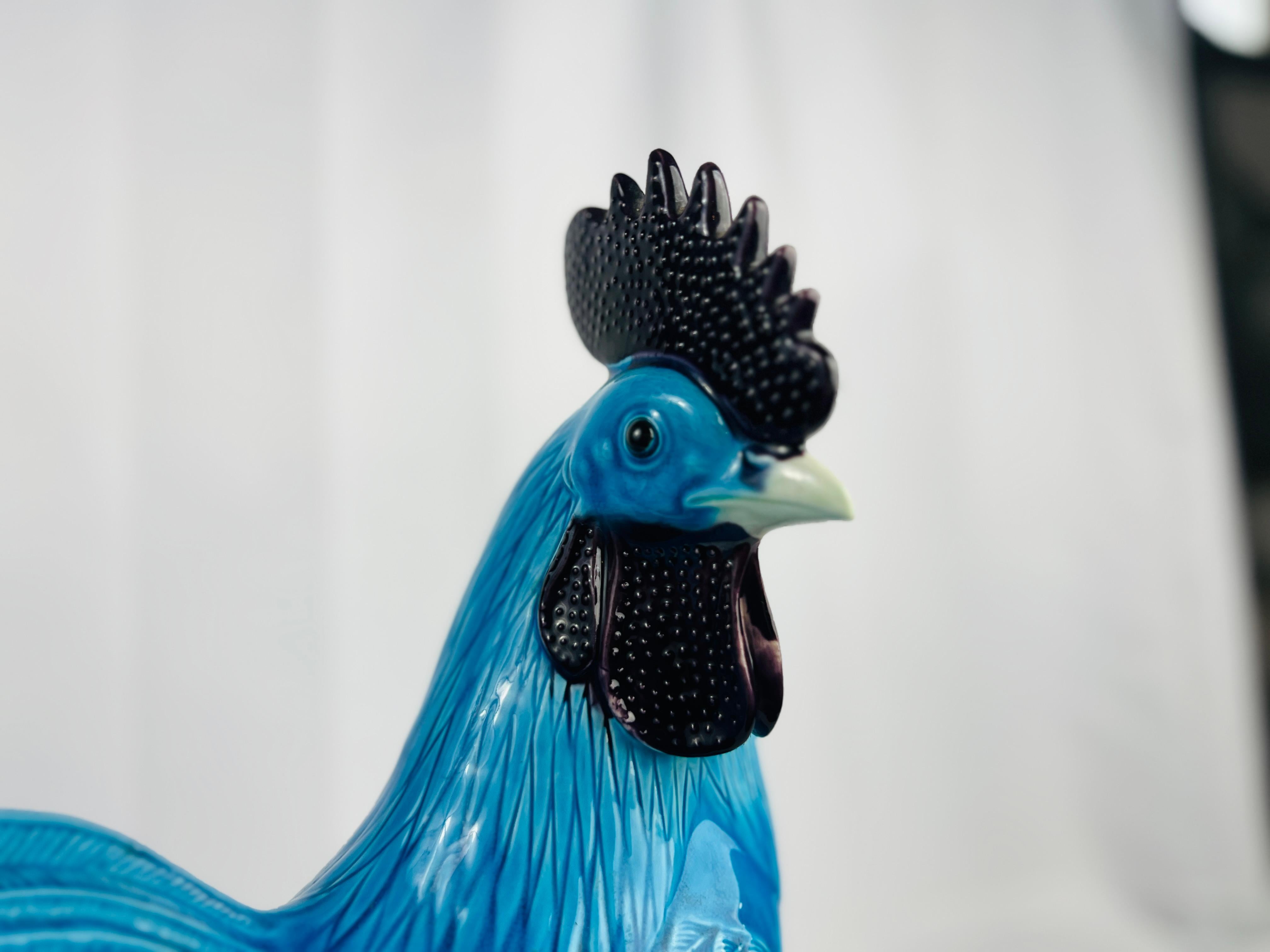 Large Antique Chinese Export Turquoise Glazed Rooster For Sale 1