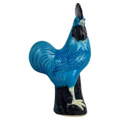 Large Antique Chinese Export Turquoise Glazed Rooster