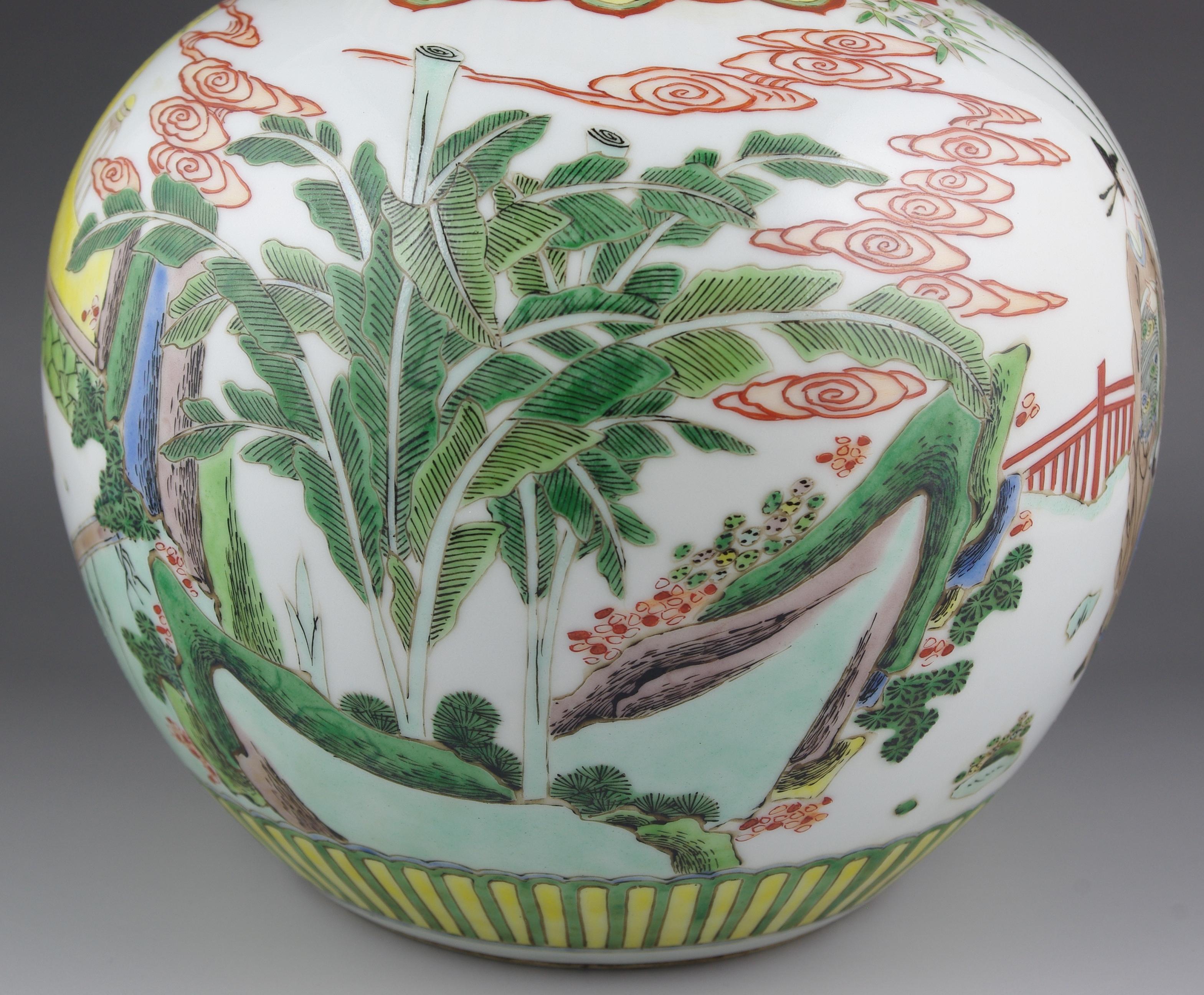 Grand vase double gourde en porcelaine chinoise ancienne Famille Rose Fencai, 19e siècle Qing en vente 3