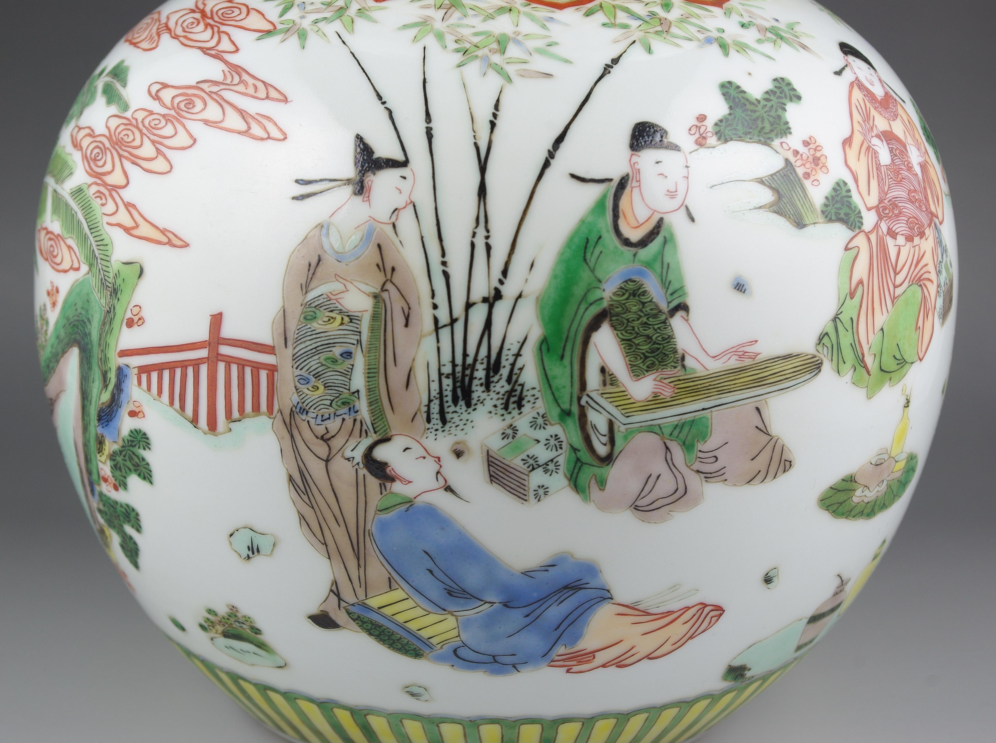 Grand vase double gourde en porcelaine chinoise ancienne Famille Rose Fencai, 19e siècle Qing en vente 4