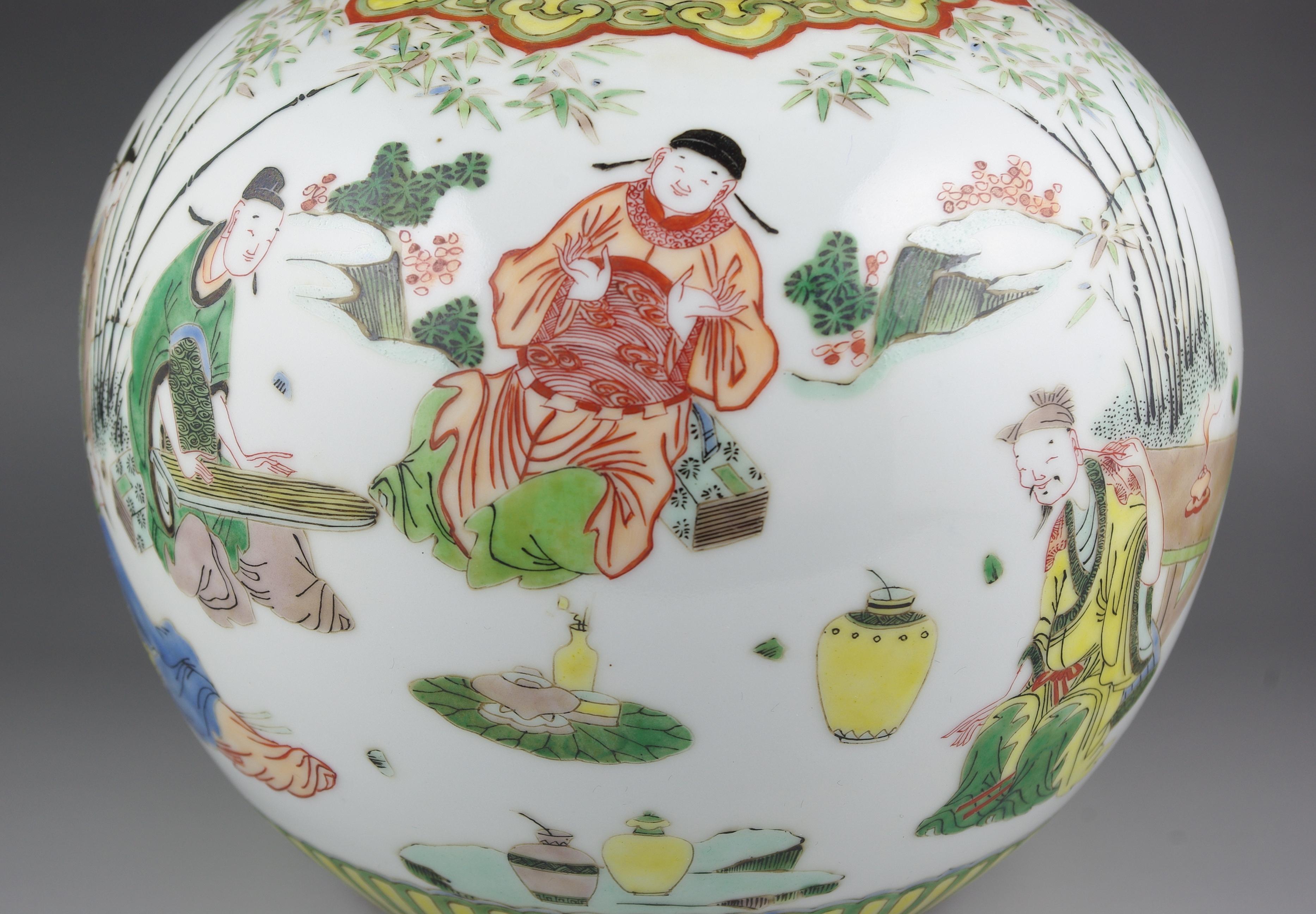 Porcelaine Grand vase double gourde en porcelaine chinoise ancienne Famille Rose Fencai, 19e siècle Qing en vente