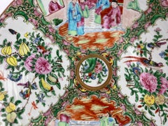 Large Antique Chinese Famille Rose Medallion Porcelain Platter 13.5"