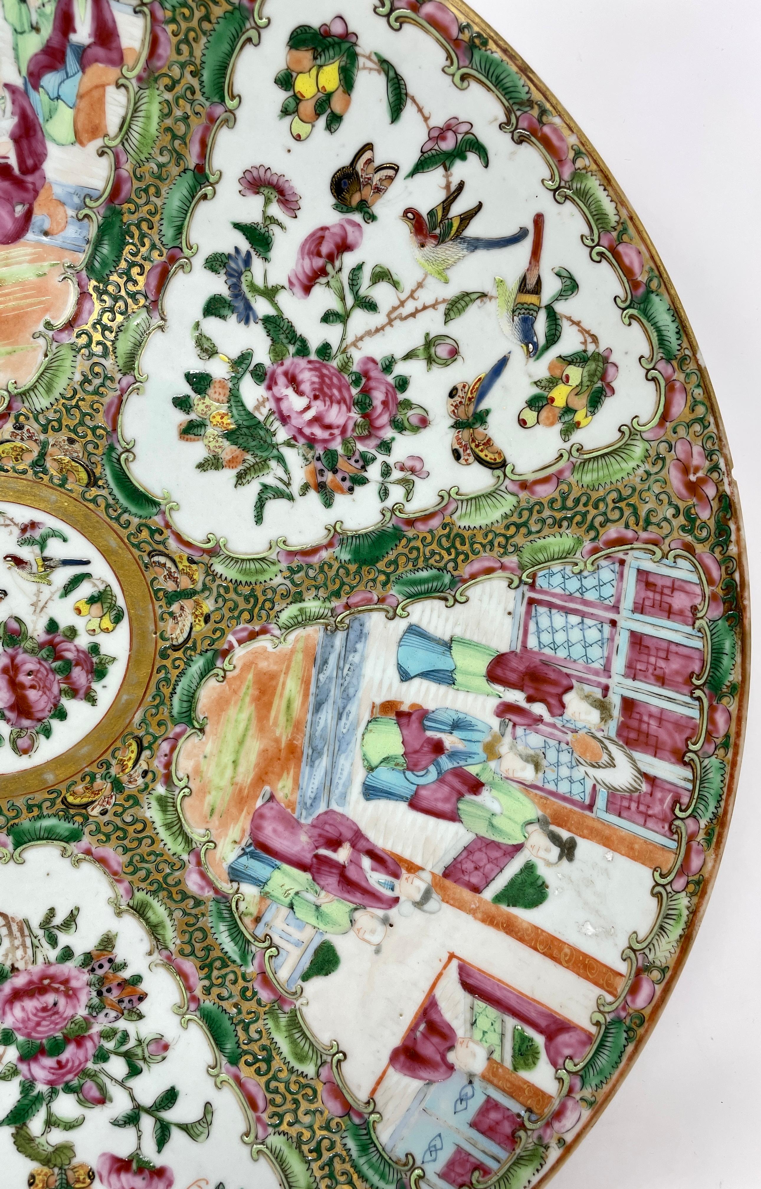 19th Century Large Antique Chinese Famille Rose Porcelain Charger Plate, Circa 1880-1890 For Sale