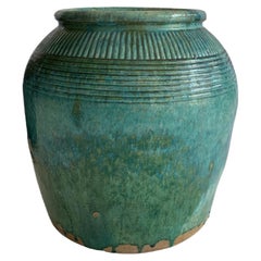 Antique Chinese Green Glazed Ceramic Soy Sauce Jar, c. 1900