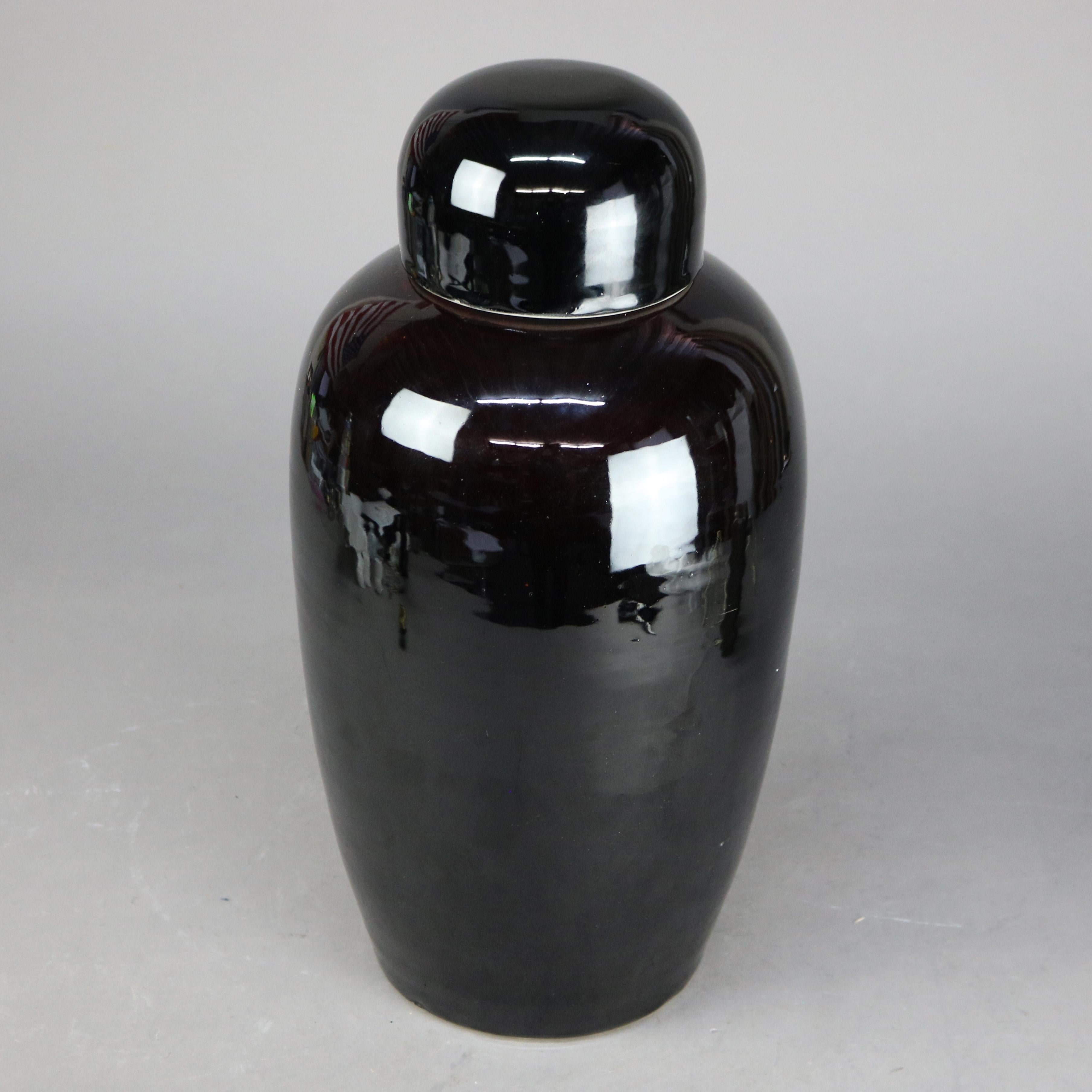 XX secolo Grande vaso da tempio antico cinese a smalto nero C1930 in vendita