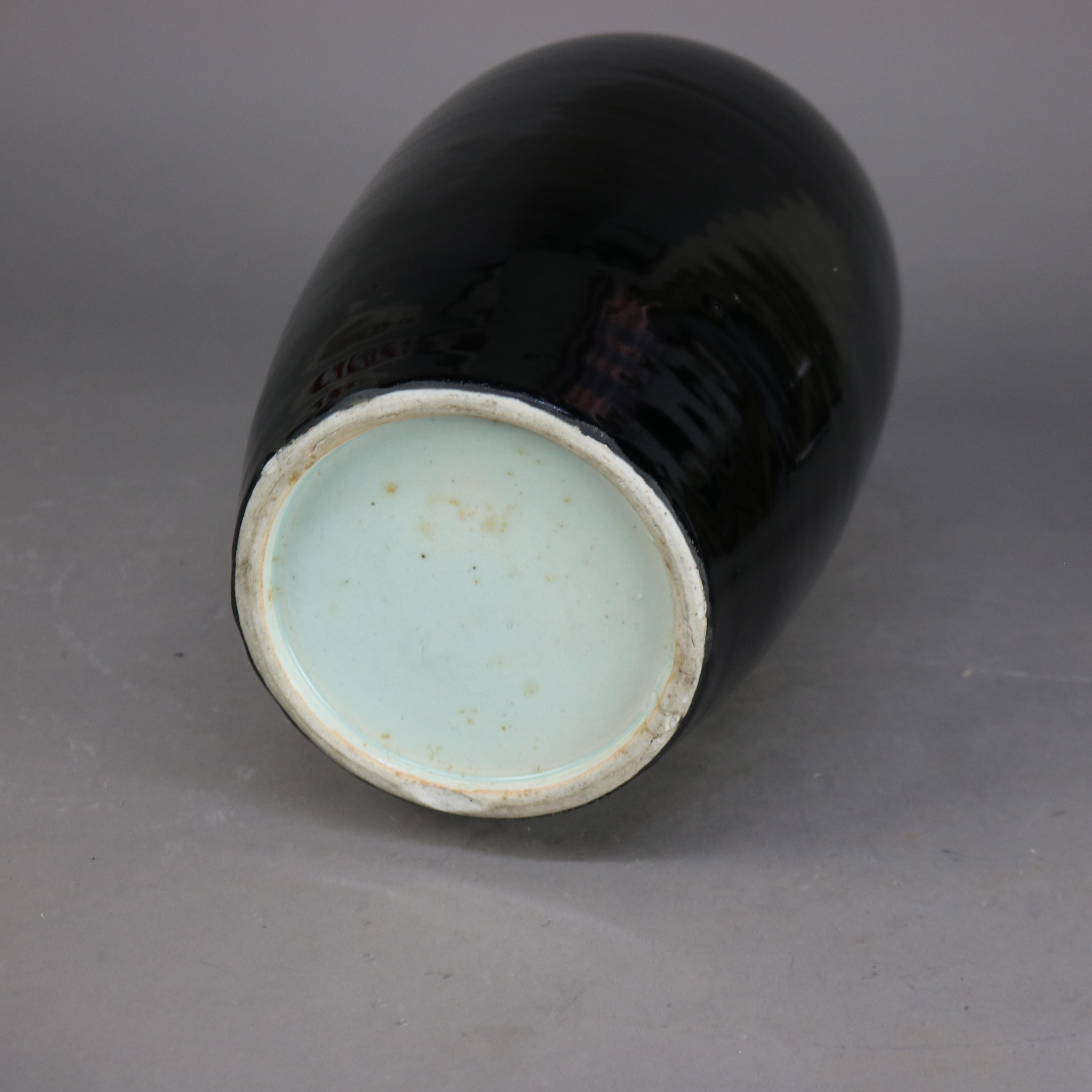 Terracotta Grande vaso da tempio antico cinese a smalto nero C1930 in vendita