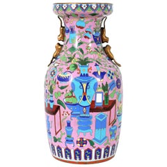 Grand vase cloisonné chinois ancien "Cent Trésors" période République 1920