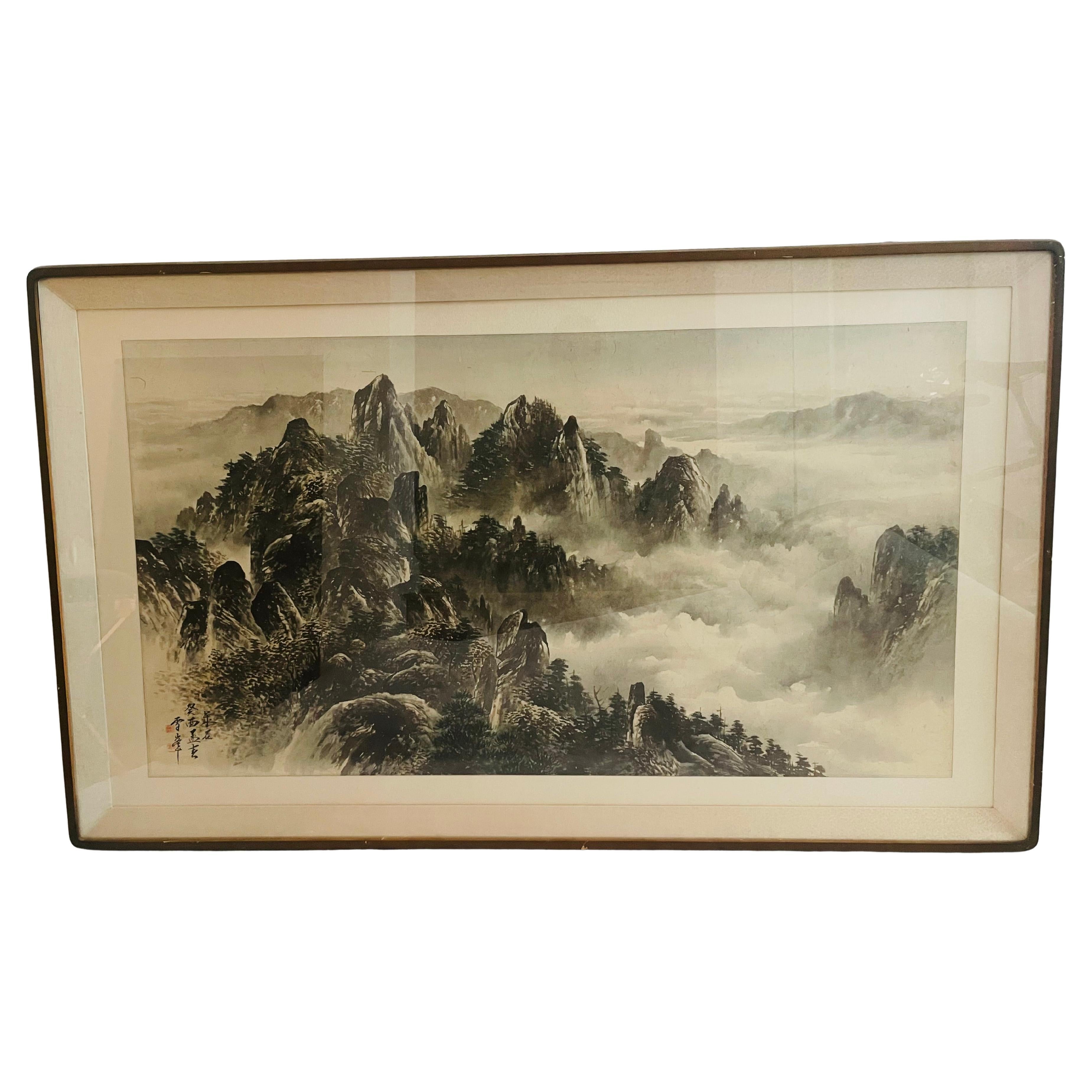 Große antike chinesische Landschaft Aquarellmalerei