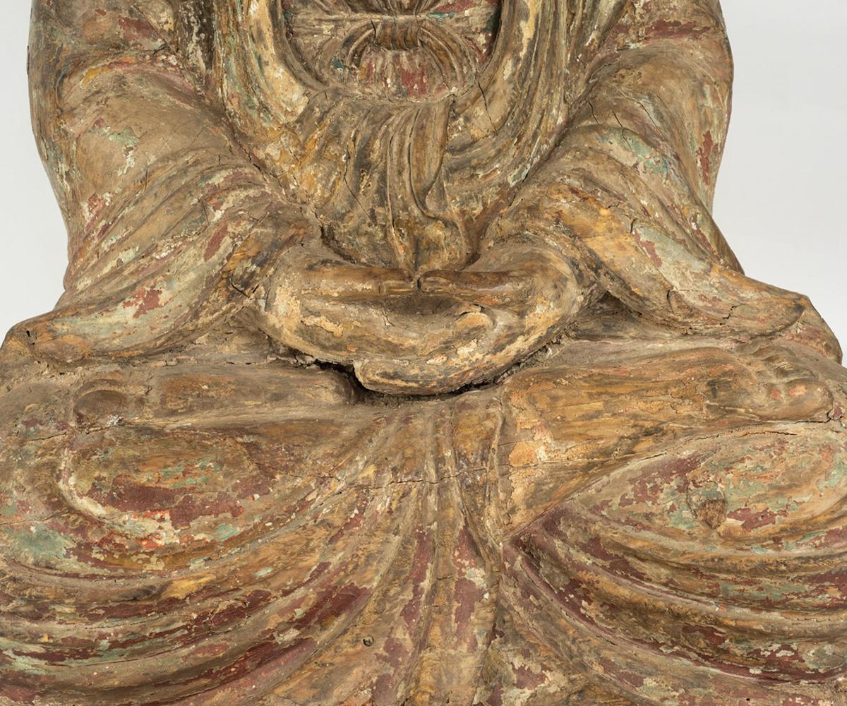 Large Antique Chinese Ming Dynasty Hand-Carved Wood Quan Yin 3