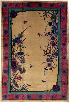 Large Antique Chinese Nichols Wool Rug