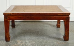 LARGE ANTIQUE CHINESE OPIUM COFFEE TABLE WiTH CANE INSET TOP J1