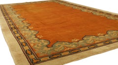 Large Antique Chinese Peking Minimal Design Brown Field Wool Carpet, ca. 1900