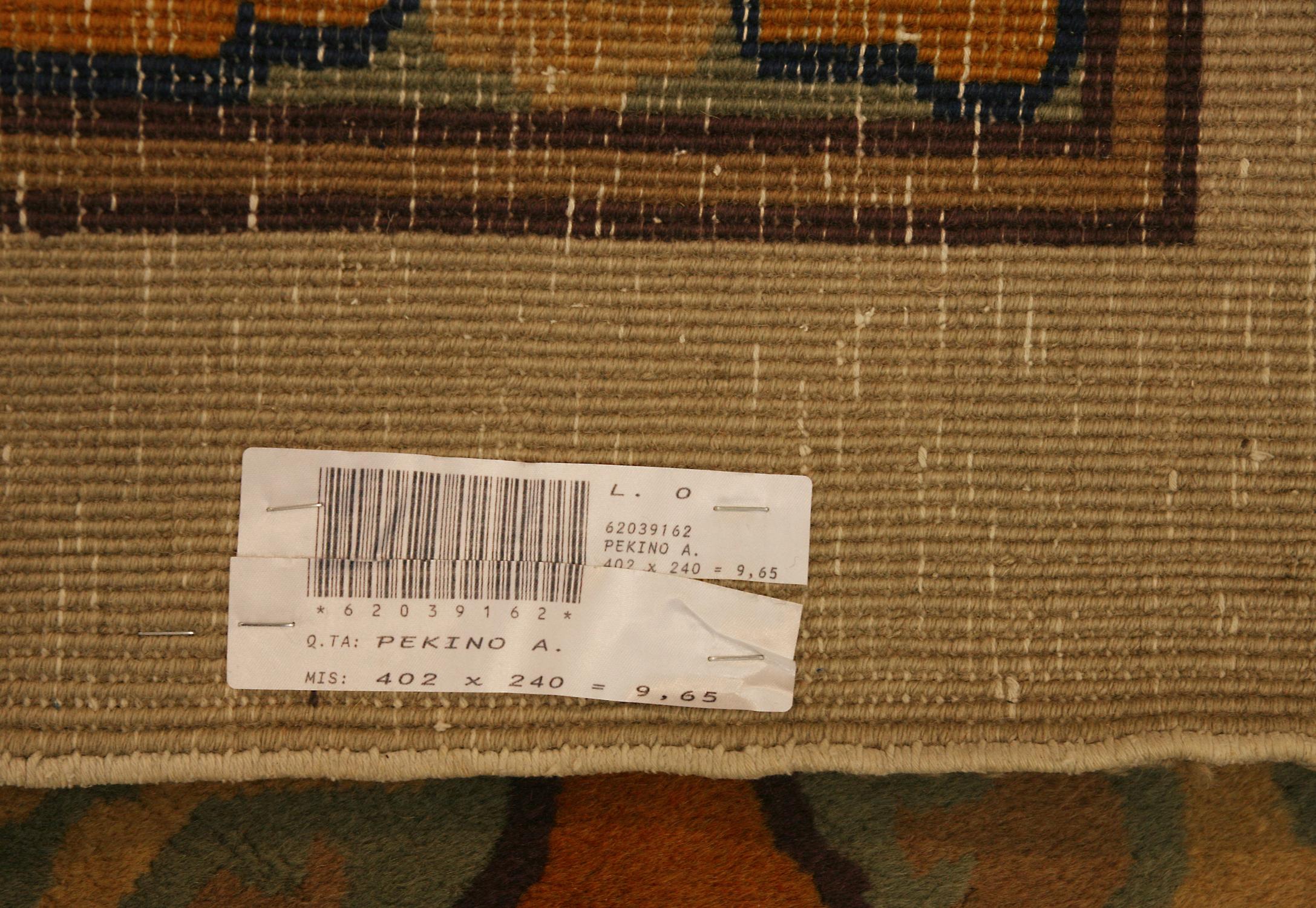 20th Century Large Antique Chinese Peking Minimal Design Brown Field Wool Carpet, ca. 1900 For Sale