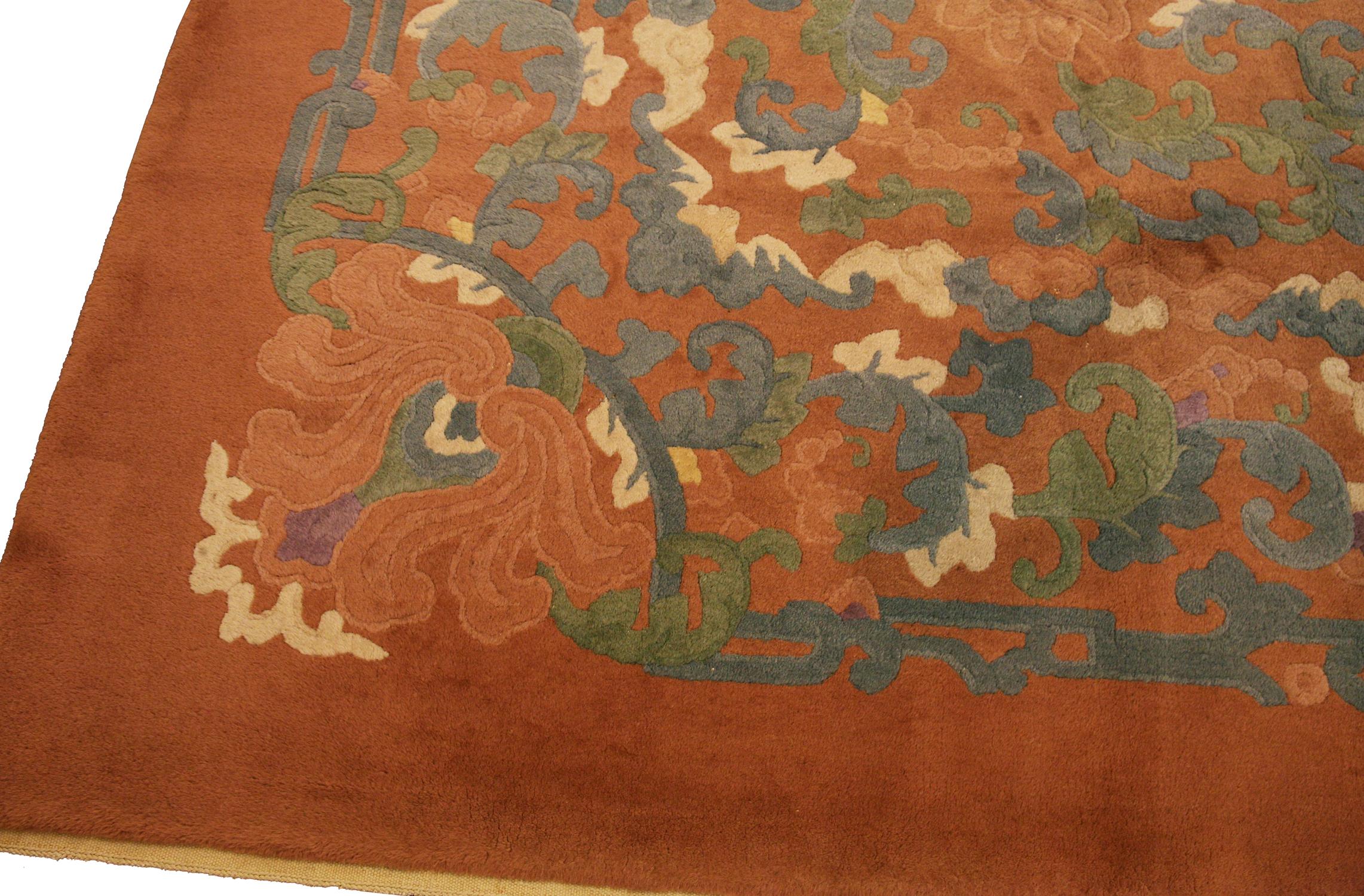 20th Century Large Antique Chinese Peking Wool Carpet, ca. 1940 For Sale