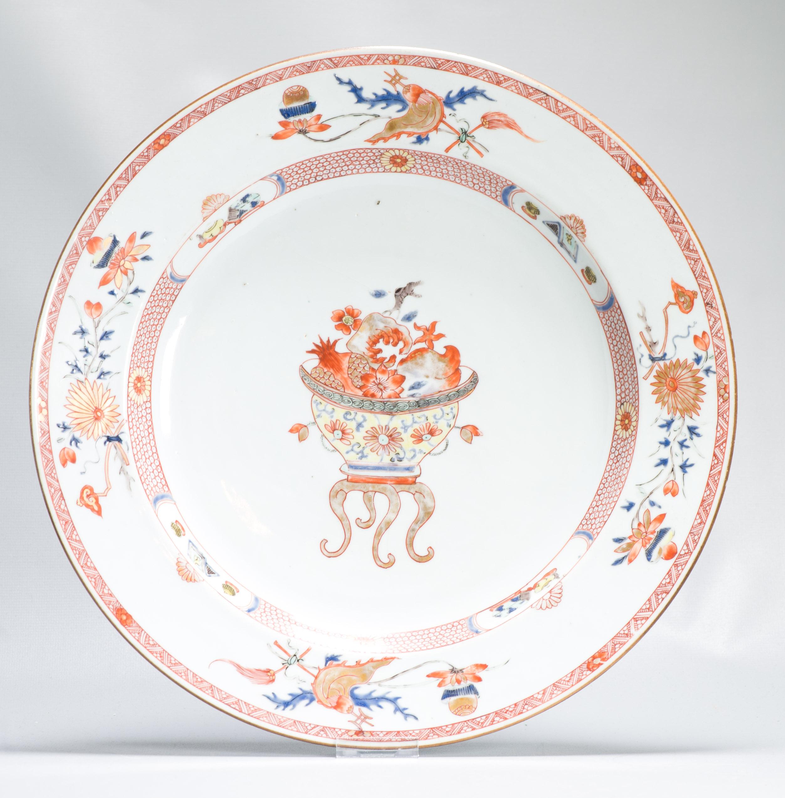 Large Antique Chinese Porcelain Kangxi/Yongzheng Period Dish Flower BAsket For Sale 4