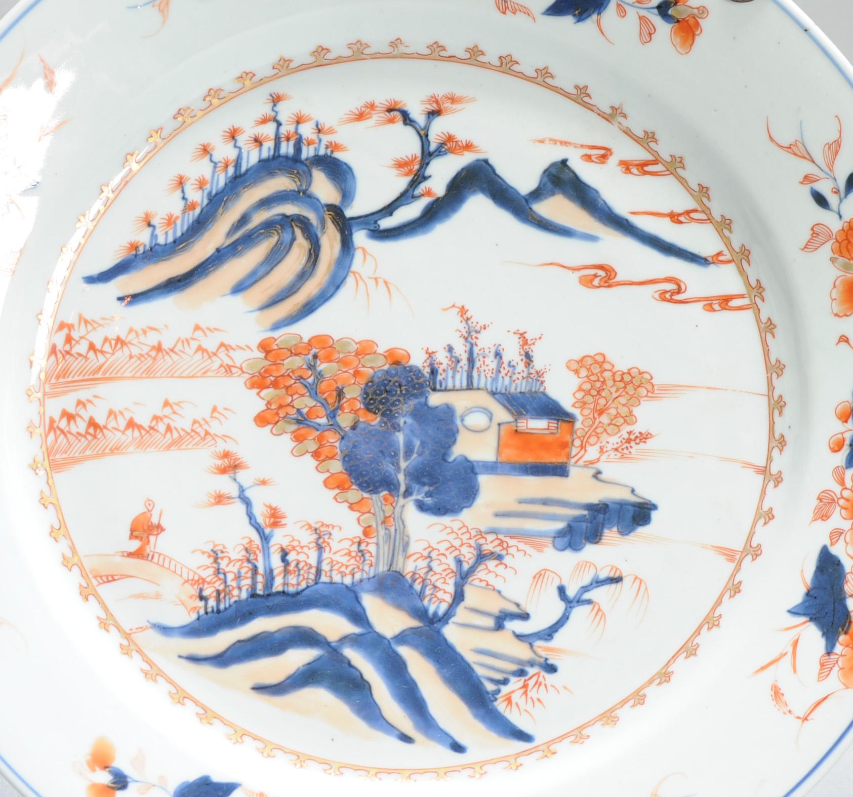 Porcellana Grande piatto antico in porcellana cinese del periodo Kangxi/Yongzheng Imari Porcelain in vendita
