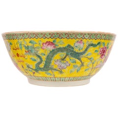 Large Antique Chinese Porcelain Punch Bowl Famille Rose