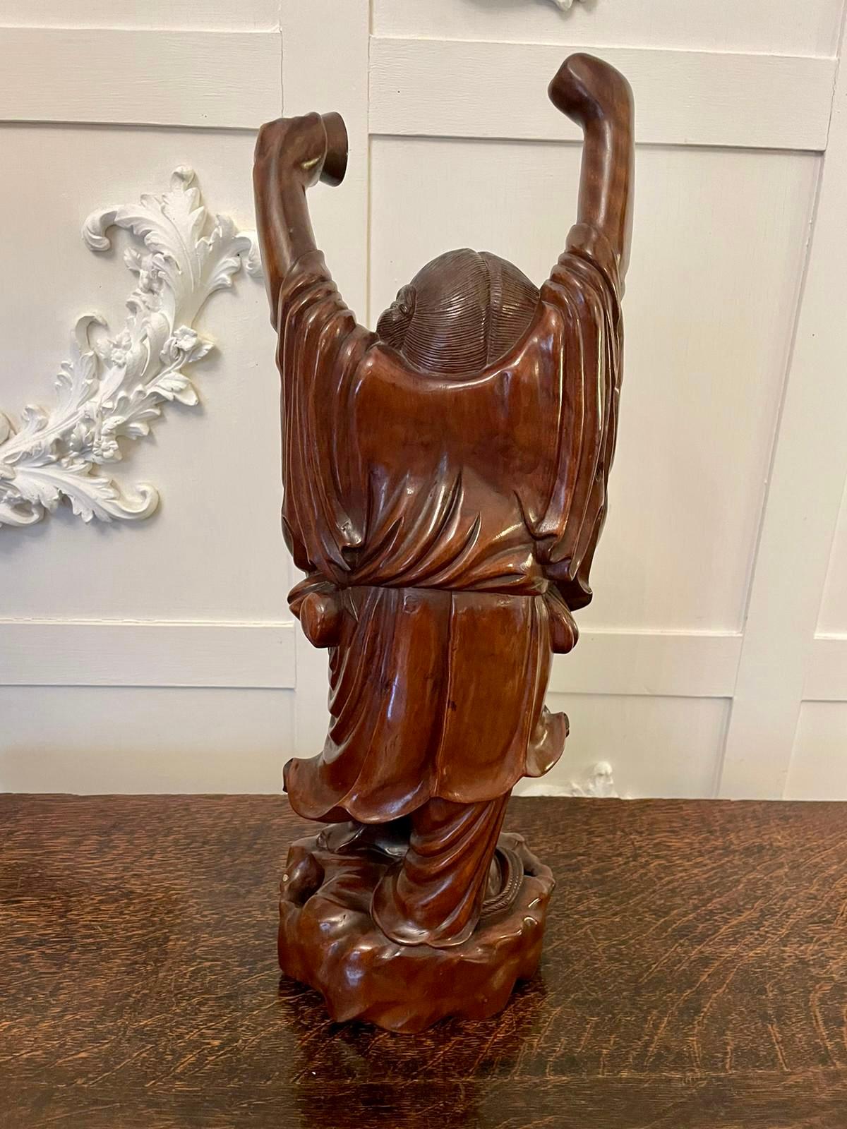 Large Antique Chinese Quality Carved Hardwood Figure For Sale 1